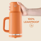 40 oz Tumbler with Handle and Straw: Stainless Steel Insulated Tumbler Keeps Cold for 24 Hours, Leakproof Travel Cup Fits in Cup Holder and BPA-Free,Moderate Orange