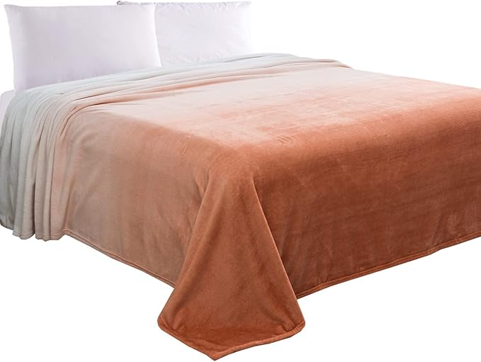 Elegant Comfort Luxury Velvety Feel Blanket, All-Season Lightweight Blanket, Ultra Plush, Soft, Cozy-Fuzzy Flannel Fleece for Couch, Sofa, Bed, Travel, Ombre Design, King/California King, Dusty Rose
