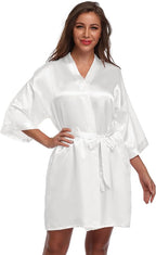 Women's Satin Short Robe Bridesmaid Bride Wedding Party Robes Silky Sleepwear Loungewear