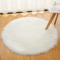 Faux Fur Round Area Rug Soft Fuzzy Carpet Fluffy Plush Mat Home Floor Decoration for Bedroom Living Room Bedside White 31.4inch