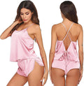 Ekouaer Silk Pajamas Set for Women Satin Backless Lingerie Pjs Cami Top and Shorts Nightwear