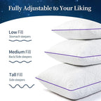 MOLCLCUY Memory Foam Pillows Queen Size Set of 2 Adjustable Cool Pillow for Side Back Stomach Sleepers Luxury with Washable Cover