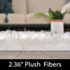 Latepis 6 x 8 Area Rug White with Gray Tips Shag Rugs Large Faux Sheepskin Rug for Living Room Bedroom Washable Fur Fluffy Rugs Home Decor Rectangle