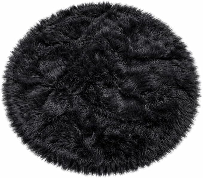 M&D Home Essentials Luxury Cloud-Soft Round Fluffy Rug 36 Inch Plush Bedside Accent Rug for Bedroom, Dorm & Cozy Small Spaces, Ultra Soft Faux Fur Feel