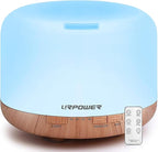 URPOWER 500ml Aromatherapy Essential Oil Diffuser Humidifier Room Decor Lighting with 4 Timer Settings, 7 LED Color Changing Lamp and Waterless Auto Shut-Off