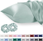 Vielit King Satin Pillowcase for Hair 2pc,Similar to Silk Pillow Cases,Easier Care Than Silk Pillowcase Gifts for Women Men,Sage Green,20x36 & Envelope Closure and 2 Satin Scrunchies