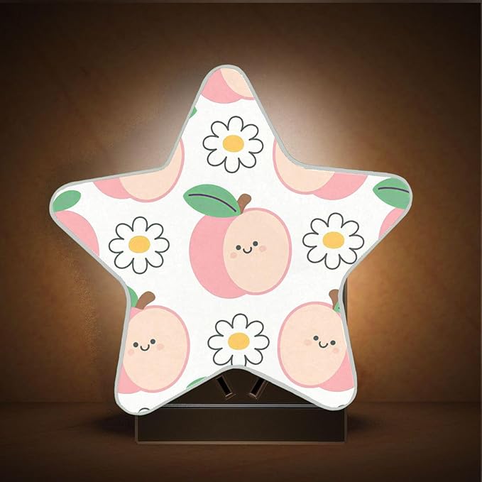 susiyo Plug in Night Light Peach and Flowers Cute Star Shape Nightlight for Bedroom Hallway Stairs