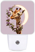 Giraffe Night Lights Plug Into Wall, Fanciful Nature-Inspired Roses Moon None Peach Plug in Night Light with Dusk to Dawn Sensor for Entryway Garage Stairs Decor 1pcs