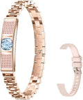 Smart Bracelet for Women,Fitness Tracker with Interchangeable Straps, Activity & Sleep Monitor with Heart Rate SpO2, Lightweight Waterproof Smart Wristband, Free App (Gold)