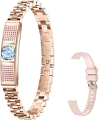 Smart Bracelet for Women,Fitness Tracker with Interchangeable Straps, Activity & Sleep Monitor with Heart Rate SpO2, Lightweight Waterproof Smart Wristband, Free App (Gold)