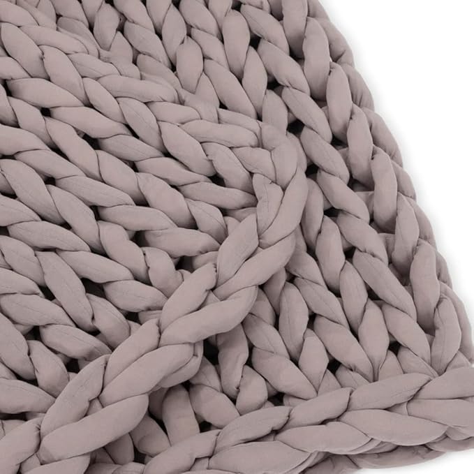 Nuzzie Original Knit Weighted Blanket - Breathable, Cooling, Hand Made Knit Throw Blanket for Sleep - Machine Washable, Stylish Decor Design (Dusty Rose, King | 28lbs | 80"x80")
