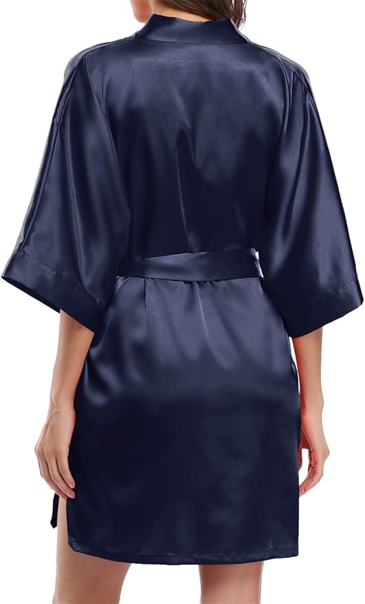 Giova Women's Satin Robe Bride & Bridesmaid Wedding Party Bathrobe Short Kimono Gown