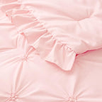 BEDELITE Baby Pink Comforter Set Queen - 3 Pieces Boho Ruffle Pintuck Bedding Comforter Sets, Lightweight Soft & Warm Bed Comforter with 2 Pillowcases for Spring,Valentines Day Gift