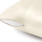 BEDELITE Satin Pillowcase with Zipper 2 Pack, Beige Pillow Cases Standard Size, Super Soft and Cooling Similar to Silk Pillow Cases, Gift for Women Men(20x26 Inches)