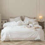 Luxlovery White Comforter Set Queen White Bedding Comforter Set Bed Sets Solid Blanket Quilts Hotel Collection Women Men Soft Breathable Queen Size 3 Piece Comforter