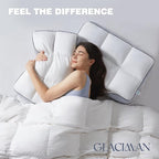 Glaciman Shredded Memory Foam Pillow for Side & Back Sleepers - Firm Ergonomic Pillow for Neck Pain Relief - Machine Washable, Breathable Cooling Mesh Gusset, Queen/Standard (15"x25"x4"), Pack of 2