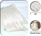 Natural Mulberry Silk Pillowcase for Hair and Skin Queen Size 20"X30" Pillow Case with Hidden Zipper Soft Breathable Smooth Cooling Silk Pillow Covers for Sleeping (Ivory,Queen,1Pcs)