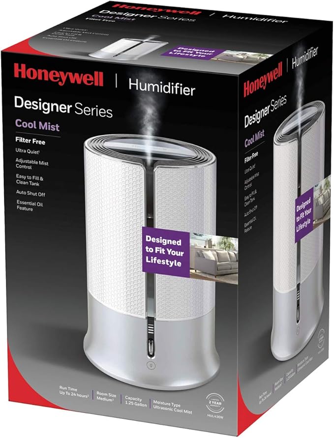 Honeywell Designer Series Cool Mist Humidifier, Room Humidifiers, White
