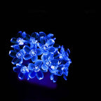 SEMILITS Outdoor Solar String Lights 50LED Flower Shaped Solar Fairy Lights for Christmas Garden Decoration Blue