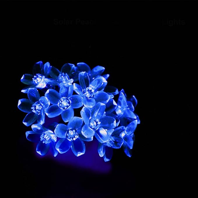 SEMILITS Outdoor Solar String Lights 50LED Flower Shaped Solar Fairy Lights for Christmas Garden Decoration Blue