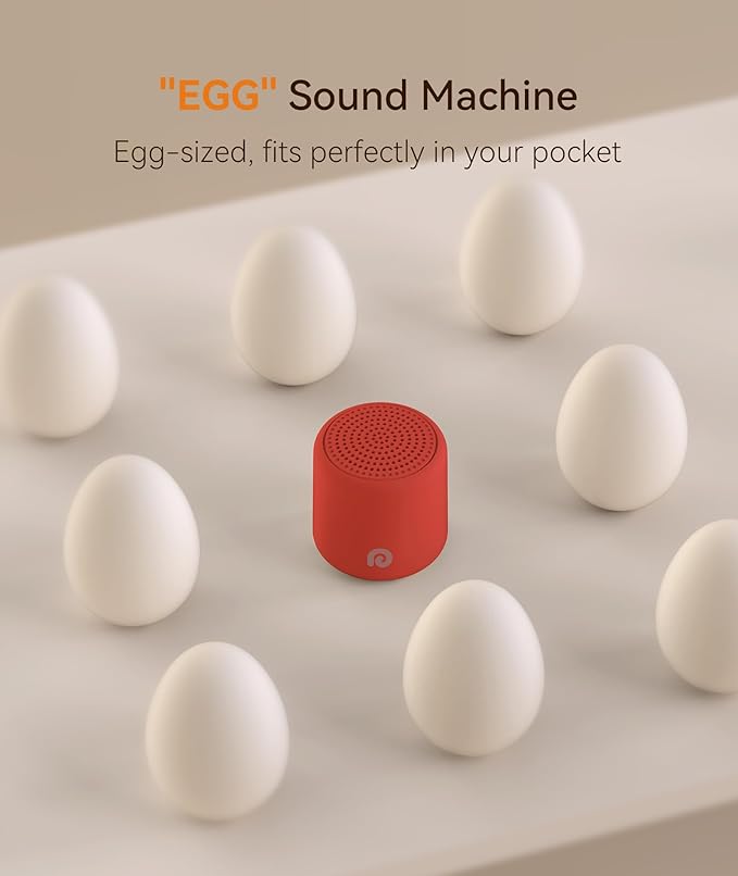 Dreamegg Travel White Noise Machine - Portable for Baby Adults, 16 Nature Sounds, Timer, Sleeping Gift, Red