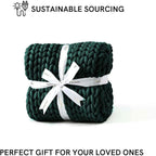 YnM Chunky Throw Blanket, Medium-Weight, Hand Knitted, Skin Friendly, Ventilated and Breathable, Machine Washable, Home Décor Piece for Couch, Sofa and Bed (Pacific Green, 50x70 Inch)