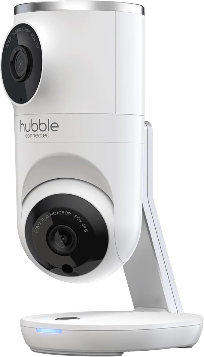 Hubble Connected Dual Vision Smart HD Baby Monitor with 2 Cameras, WiFi Baby Monitor with App and Screen, Remote Pan Tilt Zoom, 2-Way Talk, AI Motion Tracking, Night Vision, Room Temperature Sensor