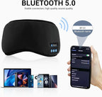 Sleep Headphones - Sleep Mask with Bluetooth Headphones (Black), Washable Bluetooth Sleep Mask, Built-in Speaker and Microphone, Side Sleeping, Meditation & Travel