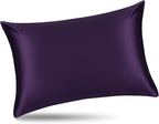 ALASKA BEAR Silk Pillowcase for Hair and Skin, Set of 2 Pure Genuine 22 Momme Mulberry Silk Pillow Cases Queen Size for Bliss Sleep Better Than Poly Satin, Zipper Closure(2pc, Dark Purple)