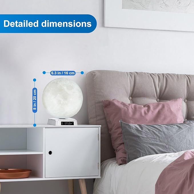 Sunrise Alarm Clock Wake Up Light - 3 Color LED Lamp with Sound & Light Awakening, Bioclock Adjustment & APP Control, Moon-Shaped Linen Lamp Shade for Bedroom Bedside