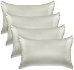 Elegant Comfort 4-Pack Cooling Viscose Satin Pillowcase Set with Hidden Zipper Closure, Silky Smooth for Hair and Skin Care-Beautiful Gift Box-4-Piece Satin Pillowcase Set, Standard/Queen, Light Jade