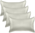 Elegant Comfort 4-Pack Cooling Viscose Satin Pillowcase Set with Hidden Zipper Closure, Silky Smooth for Best Hair and Skin Care-Beautiful Gift Box-4-Piece Satin Pillowcase Set, King, Light Jade