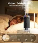 WSKEN Portable Small Humidifier for Bedroom - [Dual Nozzle Large Cool Mist] [Ambiance Lighting] [Car Smart On/Off] Ultrasonic Mini Personal Desk Air Humidifiers for Travel Office Baby Room,Black