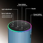 Waterless Essential Oil Diffuser, 7 Colors LED Light, Battery Powered Mini Scent Air Machine, Aromatherapy Mist Diffuser for Home Room Car Office，Black Aluminum Alloy (Blue)