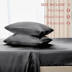 CozyLux Satin Sheets Full Size Sheets - 4 Piece Silky Full Size Bed Sheets, Luxury Dark Grey Full Bed Set with Smooth and Soft Microfiber, Includes 1 Fitted Sheet, 1 Flat Sheet and 2 Pillowcases