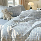 Nayoroom Gingham Duvet Cover King Size Blue White Plaid Checkered Comforter Cover 3 Pcs Soft Breathable Washed Microfiber Grid Farmhouse Bedding Set with Pillow Shams