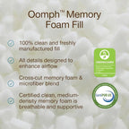 Coop Home Goods Extra Oomph Fill, Cross-Cut Memory Foam, Medium Density Pillow Fill, Extra Fill Bag, Refill to Customize Your Premium Adjustable Pillow, GREENGUARD Gold and CertiPUR-US Certified