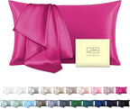 Mulberry Silk Pillowcase for Hair and Skin Standard Size 20"X 26" Pillow Case with Hidden Zipper Soft Breathable Smooth Cooling Silk Pillow Covers for Sleeping (Hot Pink,Standard,1Pcs)