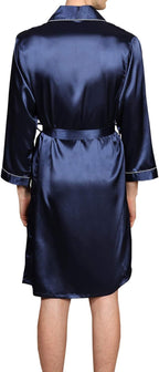 Mens Satin Robe,Silk Long Sleeve House Kimono Bathrobe,Soft Loungewear Dragon Robe
