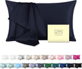 Mulberry Silk Pillowcase for Hair and Skin Standard Size 20"X 26" Pillow Case with Hidden Zipper Soft Breathable Smooth Cooling Silk Pillow Covers for Sleeping (Navy Blue,Standard,1Pcs)
