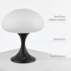 MAGCHARM Mushroom Lamp, 5W LED Cordless Rechargeable Table Lamp with Glass Shade, Small Retro Dimmable Touch Light with 3 Color Temps, Aesthetic Mid Century Bedside Light for Bedroom Ambient, Black