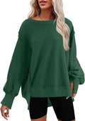 Nirovien Womens Oversized Crewneck Sweatshirt Side Slit Long Sleeve Pullover Slouchy Fit Tops