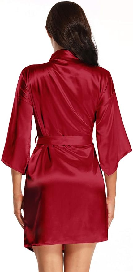 Women's Pure Short Satin Robes Bridesmaid and Bride Silky Robes Summer Sleepwear