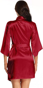 Women's Pure Short Satin Robes Bridesmaid and Bride Silky Robes Summer Sleepwear