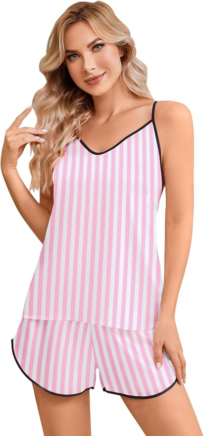 Girls & Women Silk Pajamas Set Satin Camisole Sleepwear 2 Piece Pjs, 3 Years - Women XXL