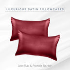 Elegant Comfort 2-Pack Cooling Viscose Satin Pillowcase Set with Hidden Zipper Closure, Silky Smooth for Best Hair and Skin Care-Beautiful Gift Box-2-Piece Satin Pillowcase Set, King, Burgundy