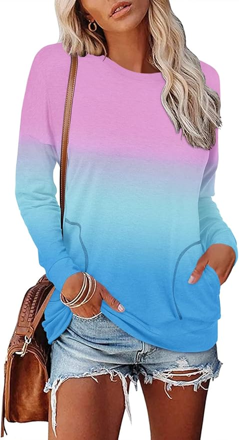 Magritta Women's Long Sleeve Leopard Color Block Tunic Comfy Crewneck T Shirt Tops Black XL