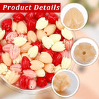 100Pcs 9x11mm 4 Colors Pikake Flower Beads 3D Floral Beads Summer Colorful Artificial Red Carved Jasmine Synthetic Coral Smooth Spacers Findings for Jewelry Making Bracelets Necklaces Adults