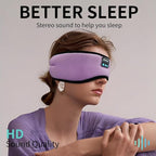 Bluetooth Headphones Headband Eye Mask Wireless Bluetooth Sleep Mask for Side Sleepers Velcro Adjustable Bluetooth 5.3 Speaker Microphones Airplane Travel Light Blocking Music Eye Cover, Purple