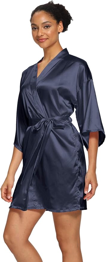Women's Satin Robes Floral Bridesmaid Robes Short Silk Kimonos Sleepwear
